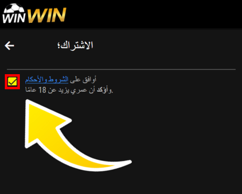 قبول شروط الاستخدام في موقع WinWinBet جنوب السودان