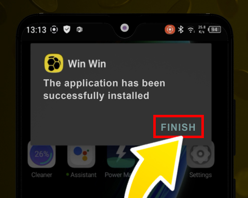 Finish button