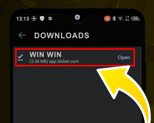 Tap the downloaded Win Win Bet APK file