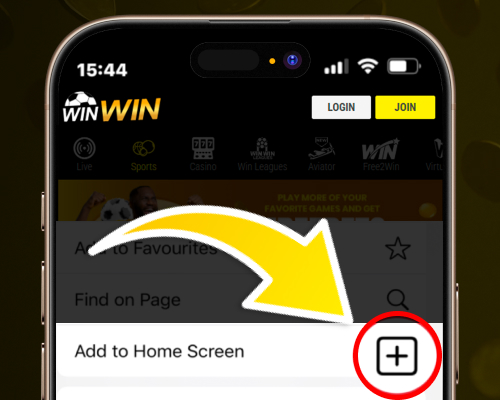 Add to Home Screen option in menu