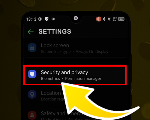 Open Security or Privacy section